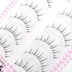 Yickyue 5 Pair Natural Manga False Eyelashes Transparent Band Lashes Handmade Eyelash Cosplay Korean Fashion Wispy Extension Makeup Tool