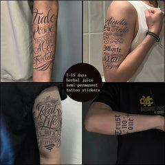 YICKYUE  -  5pc Flower Body Word Temporary Tattoo Sticker Semi Permanent Herbal Juice English Big Picture Arm Man Chest Thigh Art Fake Tatto