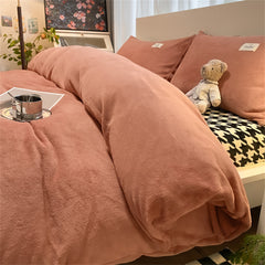 YICKYUE  -  Milk Velvet Bedding Set Thousand Bird Checker Thicken Winter Warm Four Piece Sets Quilt Cover Bed Linen Pillowcase Bedroom Decor