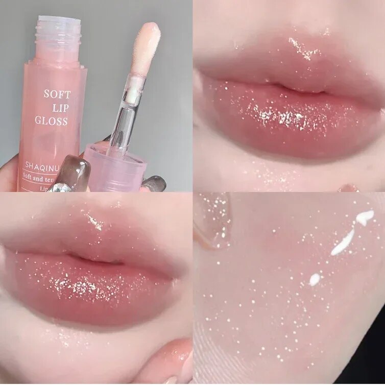 YICKYUE -  Light Rich Watery Lip Oil Glitter Clear Transparent Glossy Lipstick Moisturizing Nourishing Hydrating Lippie Supple Lip Gloss