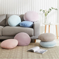 6pcs Simple fashion plain color home round cushion pillow solid color super soft comfortable breathable cushion Japanese style