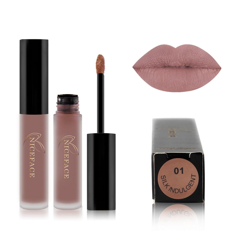 1PC Matte Nude Lipstick 24 Colors Waterproof Long Lasting Non-stick Cup Lip Gloss Sexy Women Colorful Lipgloss Makeup Cosmetic
