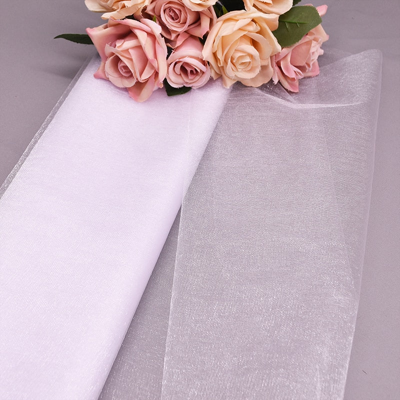 10m 48/72cm Wedding Decoration Crystal Tulle Roll Organza Fabric For DIY Wedding Arch Chair Backdrop Birthday Party Decoration