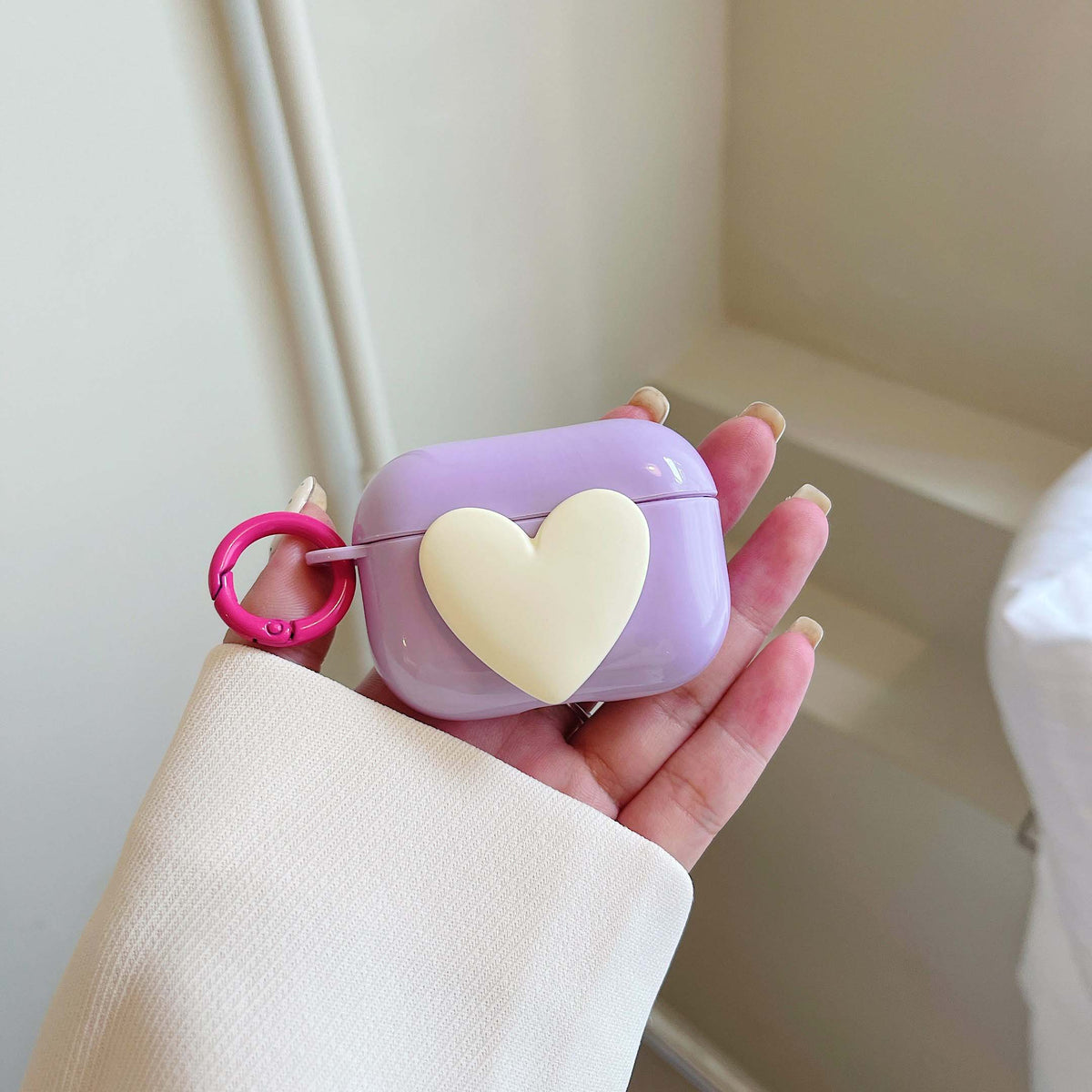 Purple earphone case 3d love headset cover for apple airpod pro wireless bluetooth charging box for airpods 2 1 3 couple heart