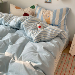 YICKYUE  -  Super Soft Cloud Wash Cotton Four-Piece Set of Student Dormitory Three-Piece Set of Bed Bamboo Cartoon Bedding Set