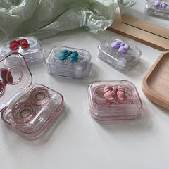 Japanese Small Contact Lense Storage Box Contact Lens Case Portable Ins Bow Transparent Cosmetic Contact Lense Box Female Cute