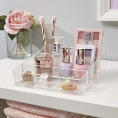 Clear Plastic Makeup Organizer Cosmetic Storage Box Makeup Brush Holder Stationery Storage Pen Holder Lipstick Display Stand