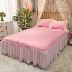 Brief white bedspreads queen 100% cotton ruffle lace king size bed cover princess bed cover bedroom bedding