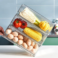Transparent Drawer Refrigerator Storage Box Food Organizer Storage Containers Fruit Vegetable Fresh-keeping Box Can Be Stacked