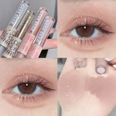 Yickyue Glitter Sequins Liquid Eyeshadow Blue Matte Shimmer Double Head Eye Shadow Highlighter Lasting Waterproof Brightening Eye Makeup