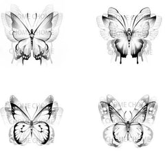 YICKYUE  -  4pc/Lot Flap The Wings Butterfly Temporary Tattoo Waterproof Arm Ankle Female Fake Tattoo Stickers Dark Art Tatoo Temporales