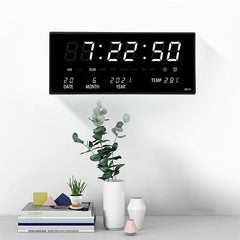 LED Perpetual Calendar Electronic Clock Digital Wall Clock Alarm Hourly Chiming Temperature Table Clocks Living Room Decoration