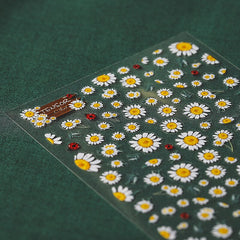 Charm Flower Christmas Nail Stickers Decal Letter Acrylic Engraved Manicure Nail Art 3D Relief Daisy DIY Transfer Nail Decor
