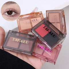 YICKYUE  -  Two-colors Eyeshadow Palette Rose Pink Black Color Pearl Matte Glitter Eyeshadow Lasting Shiny Earth Color Eye Shadow Eye Makeup