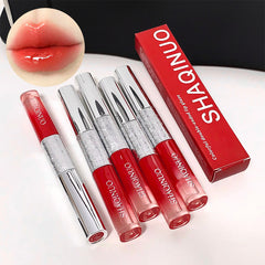 YICKYUE  -  Double-Headed Lip Glaze  Red Festive Design  Matte & Gloosy 2 in 1,Perfect for Valentine's Day decoration