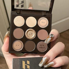YICKYUE  -  Button Eye Shadow Palette Glitter Pearlescent Matte Brown Eyeshadow Long-lasting Shimmer Low Saturation Korean Makeup Cosmetic