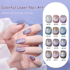 Shiny Gel Nail Polish Semi Permanent Varnishes Hybrid Reflective Colorful Nail Art Glitter Laser Rainbow Cat Eye UV Magnetic Gel