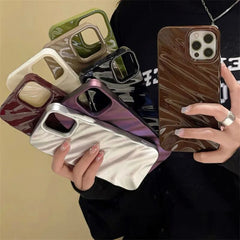 YICKYUE  -  Wavy Phone Case For iPhone 11 Case iPhone 15 14 13 12 Pro Max XR XS Max X 7 8 Plus SE 2020 Shockproof Bumper Solid Color Cover