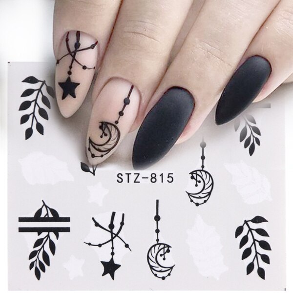 1pcs Water Nail Decal and Sticker Flower Leaf Tree Green Simple Winter Slider for Manicure Nail Art Watermark Tips CHSTZ824-844