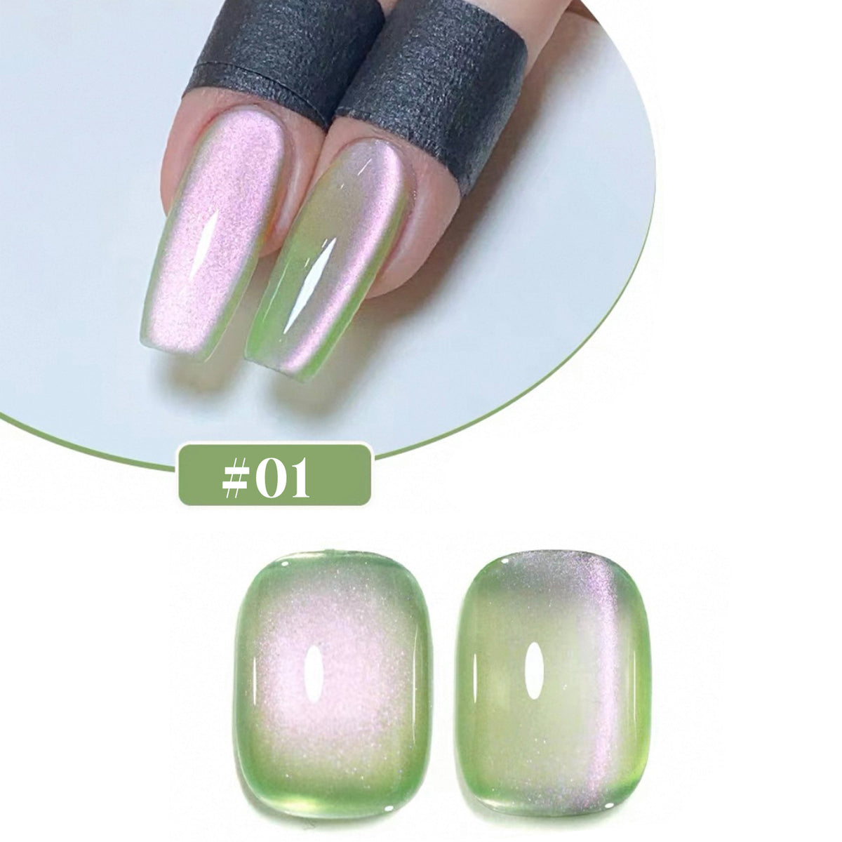 YICKYUE  -  1/5PCS SS25 Cat Eye Gel Polish w/Glass Beads & Crystal, 5 Colors Salon DIY Nail Supplies Kit for Pro Nails Manicure