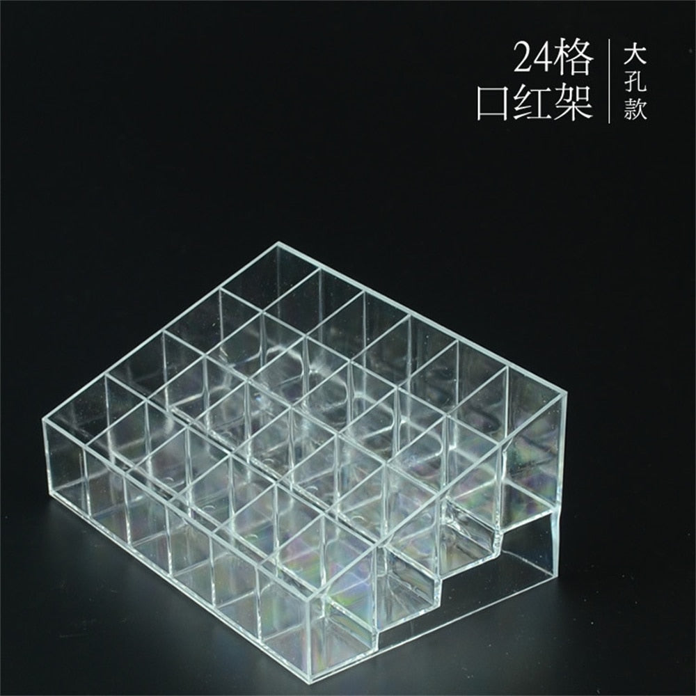 Clear 24 Grid Lipstick Stand Case Makeup Organizer Storage Box Lipstick Display Stand Holder Cosmetic Jewelry Organizer Box