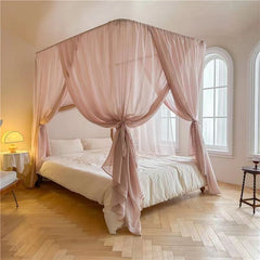 YICKYUE  -  Light Luxury French Linen Style U-shaped Mosquito Net Lightweight  Breathable Palace Style Yarn Net Bed curtain Without Bracket