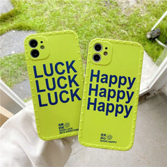 Happy good luck soft silicone phone case for iphone 12 11 pro max x xr xs max 7 8 plus green cute cover protective capa shell