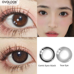 YICKYUE  -2pcs/pair Natural Pupil Lenses Contact Lenses for Eyes Comic Black Eyes Tear Eye 2 Tone Series Eye Contacts (dia:14mm)