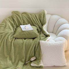 YICKYUE  -  Korean Soft Waxy Puff Velvet Warm Casual Blanket Simple Solid Color Sofa Blanket Skin Friendly Soft Casual Office Shawl Blanket