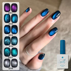 YICKYUE  -  1-6PCS 12ML Dark Night Starry Cat's Eye Gel Nail Polish 2025 Autumn and Winter Flash Long-lasting Whitening Glass Bead Nail Art