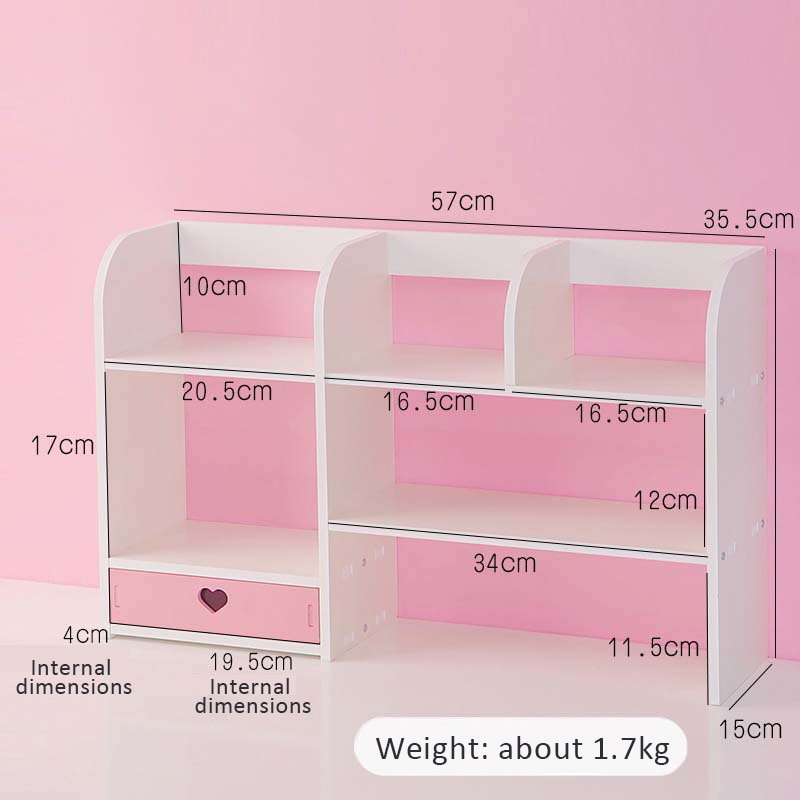Yickyue Desk Bookshelf Shelf Girl Heart Cabinet Desktop Storage Box Dormitory Bedroomtable Shelf Home Stationery Storage Supplies