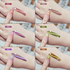 YICKYUE  -  Dopamine Double Light Cat Eye Nail Polish Fashion Crystal Cat Eye Nail Polish Gel Magnetic Sparkle UV Varnish Gel Manicure Tool