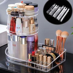 Transparent Cosmetic Storage Box Makeup Organizer 3 Layers Lipstick Storage Rack Makeup Brush 360 Degree Rotation Plastic Box