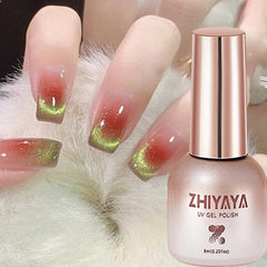 Yickyue Cat Magnetic Gel Nail Polish Semi Permanent Dynamic Glitte Reflective Red Blue Silver Effect Gel Polish Soak Off Nail Art UV Gel