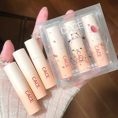 Yickyue CACE 3pc/set Matter Lipsticck Orange Gradient Tube Lip Tint Easy To Color Long Lasting Non-stick Cup Lipstick Makeup Cosmetics