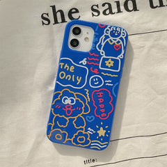Graffiti line cute dog cool candy phone case for iphone x xr xs max 11 12 mini pro max 8 7 plus soft silicone cartoon cover capa
