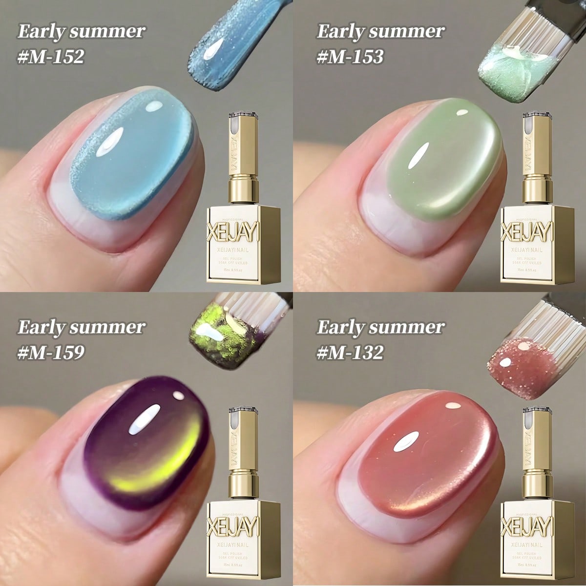 YICKYUE  -  4pcs 15ml colorful Cat Eye Gel Nail Polish Set Starter Pure Soak Off No Wipe Nail Gel Polish Suitable For Spring And Summer