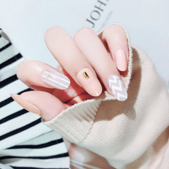 3D Flower Nail Art Fake Nails Pink Rhinestone Matte Ballet Tips Press on False with Glue Coffin Lattice Full Cover Artificial