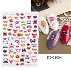 Merry Christmas 3D Nails Sticker Winter Snowflake Elk Xmas Trees Cartoon Adhesive Sliders Nail Art Accessories Decals BEF797-801