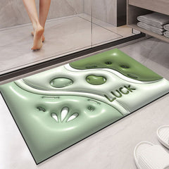 Yickyue 3D Pattern Diatom Ooze Bathroom Rug Super Water Absorbent Eco-Friendly Bath Door Carpet Anti-slip Quick Dry Washroom Floor Mat