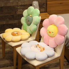 Cute Sun Flower Throw Pillow Cartoon  Plush Chair Cushion Stuffed Chair Cushions Soft Kid Animals Cushions for Pallets Floor Mat