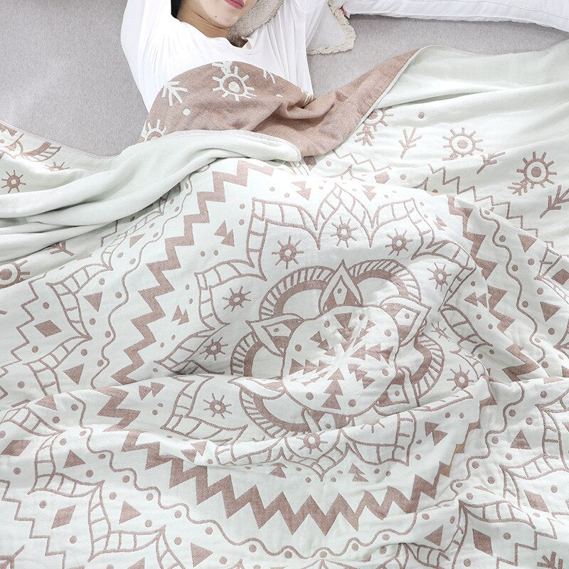Nordic 100% Pure Cotton Muslin Summer Pure Cotton Office Home Sleeping Sofa Bedding Throw Soft Travel Breathable Gauze Blankets