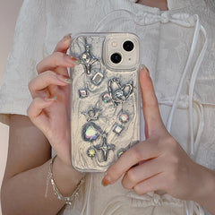 YICKYUE  -  3D Love Heart Angel Silver Phone Case For iPhone 16 15 14 13 12 11 Pro X XS Max 7 8 Plus Soft Shockproof Back Cover
