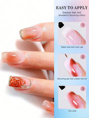 YICKYUE  -  2Pcs 15ml Blooming Glue Gel Nail Polish UV LED Soak Off Top Gel Glossy Sealer Shiny Varnish