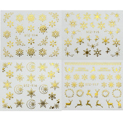 1pc Gold Silver Christmas Snowflake Nail Polish Stickers Winter Nail Art Decals Water Transfer Manicure Accesoires CHSTZ-YA-2