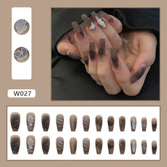 Black Butterfly Girl Nail Art Wearable Press On Fake Nails Tips With Glue And Sticker 24pcs/box With Wearing Tools As Gift