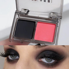 YICKYUE  -  Two-colors Eyeshadow Palette Rose Pink Black Color Pearl Matte Glitter Eyeshadow Lasting Shiny Earth Color Eye Shadow Eye Makeup
