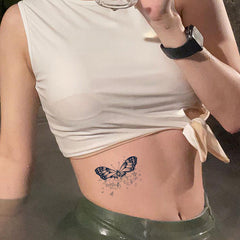 YICKYUE  -  1 Sheet Black Butterfly Fish Design Temporary Tattoos for Women Men Personality Animal Fake Tattoo Sticker Hands Body Art