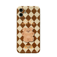 Retro Plaid Bear cute cartoon silicone phone case for iphone 7 8 plus se  xsmax x xr 12 11 pro max mini cover capa