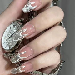 YICKYUE  -  10 pcs Luxury Handmade Press on Nails Ballet Cat Eye Fire Design False Nails Adhesive Nail Wearable Nail Tips Art